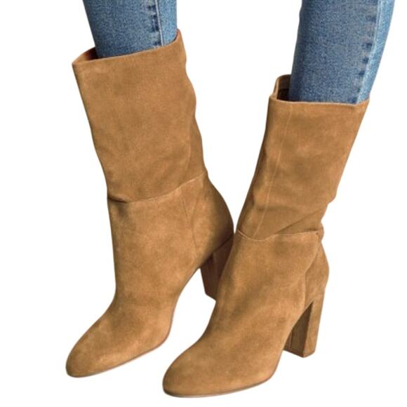 Chinese Laundry Keep Up Suede Leather Mid-Calf Boot High Block Heel Western 10 - Picture 1 of 8